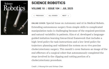 Optosurgical’s collaboration with Johns Hopkins University, Stanford University, and Children’s National Hospital was highlighted on the cover of Science Robotics.